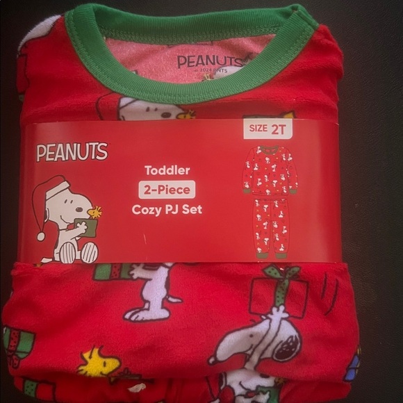 Peanuts Red and Green Snoopy Toddler Pajama Set - Picture 1 of 4